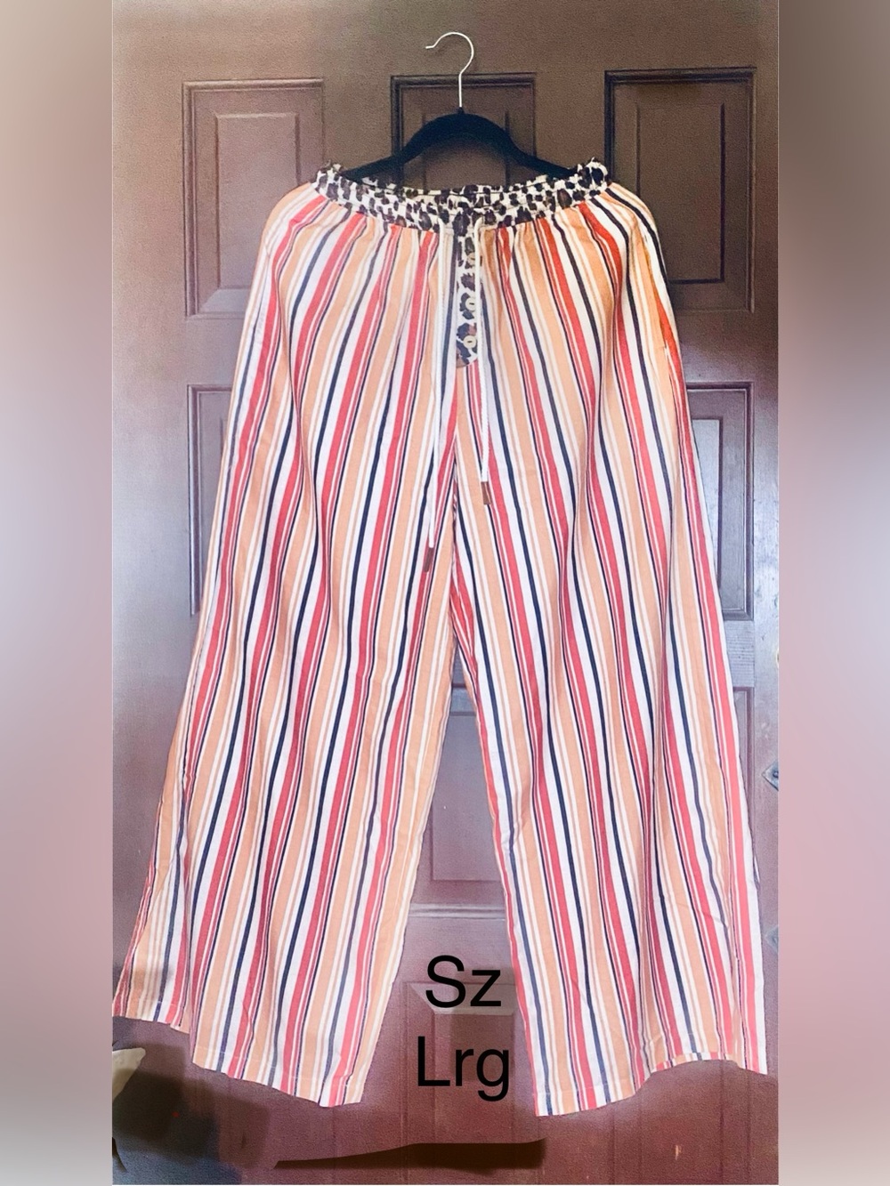 Striped Wide-Leg Lounge Pants - Large - Multicolor